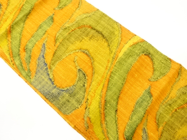 JAPANESE NAGOYA OBI / MAWATA TSUMUGI / WOVEN ABSTRACT SPIRAL